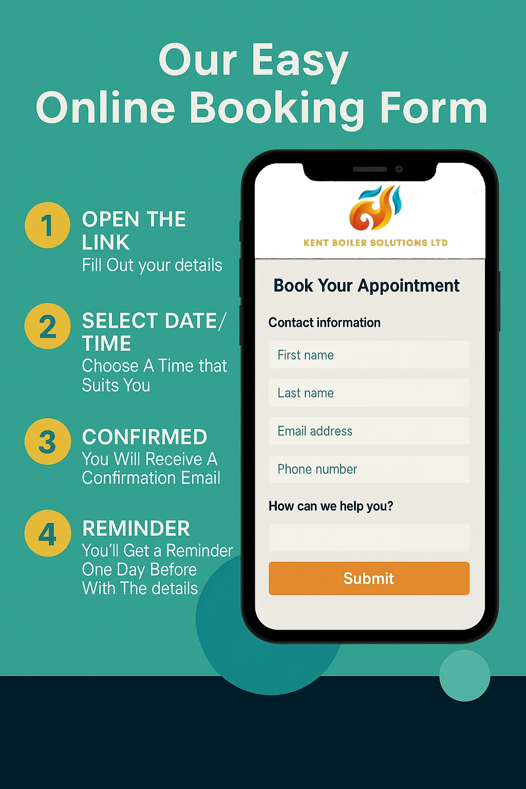 Boiler and heating booking process